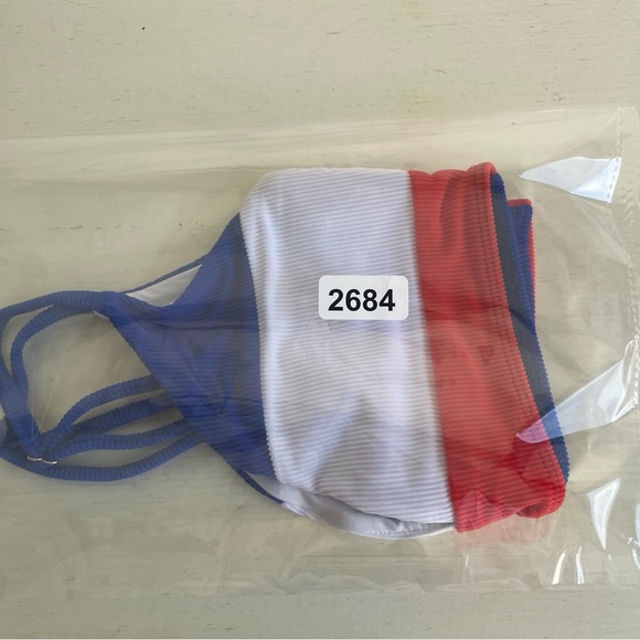 New! Beach Riot Red White Blue Colorblock Swim Bikini Top 22684 - Picture 7 of 7